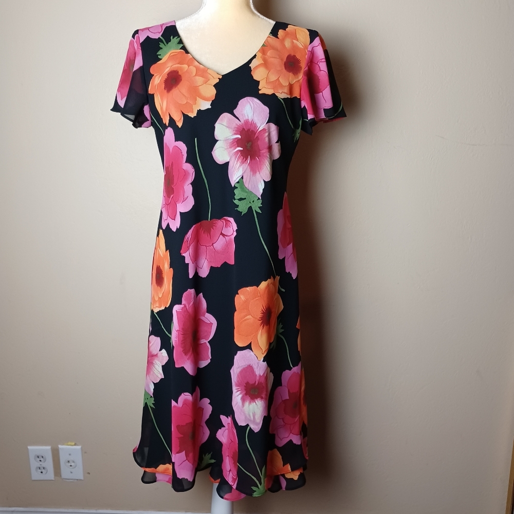 Miss dorby black floral vintage dress size‎ 8